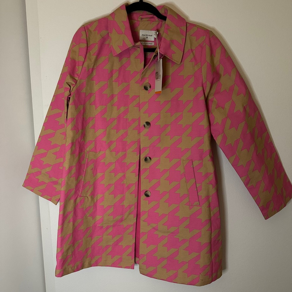 NWT Isaac Mizrahi Target 20 Years of Design Pink Houndstooth Trench Coat Size M